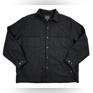 Woolrich 6138 Mens Plaid Heavy Wool Blend Shirt Jacket Size 2XL Gray Red